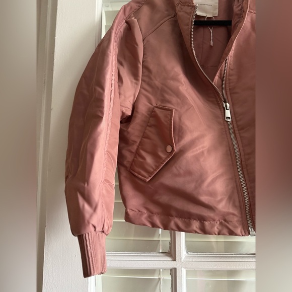 Anthropologie Pink Bomber Jacket with 2 Pockets & Ribbed Cuffs - Picture 5 of 12